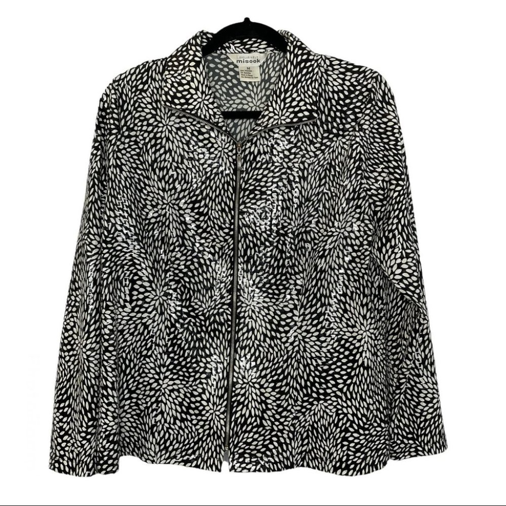 Misook Jacket Shiny Full Zip Light